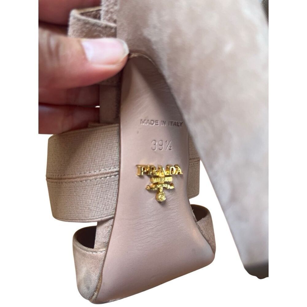 Authentic Prada Camoscio Nude/Blush Elastic Strappy Suede Heels 39.5 EU 9.5 US - Picture 9 of 13